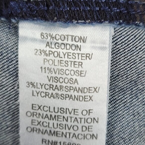 Democracy Jeans Women 14 Blue AB Solution Vintage Stretch Distressed Denim 32x30 - Picture 10 of 11